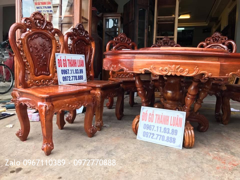 Bộ Ghế Ăn Mẫu Lu-i, Tủ Rượu Gỗ Hương Đỏ Lào. Khách Vĩnh Phúc:.