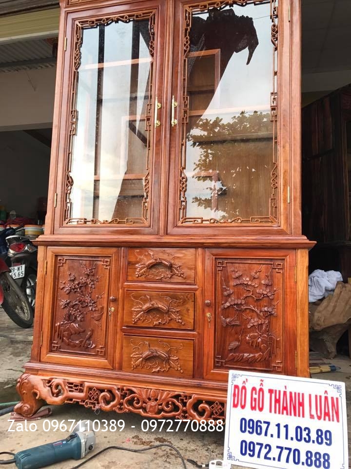 Bộ Ghế Ăn Mẫu Lu-i, Tủ Rượu Gỗ Hương Đỏ Lào. Khách Vĩnh Phúc::.