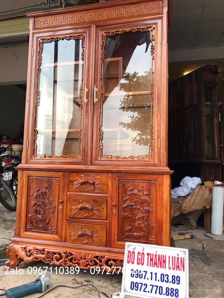 Bộ Ghế Ăn Mẫu Lu-i, Tủ Rượu Gỗ Hương Đỏ Lào. Khách Vĩnh Phúc::.