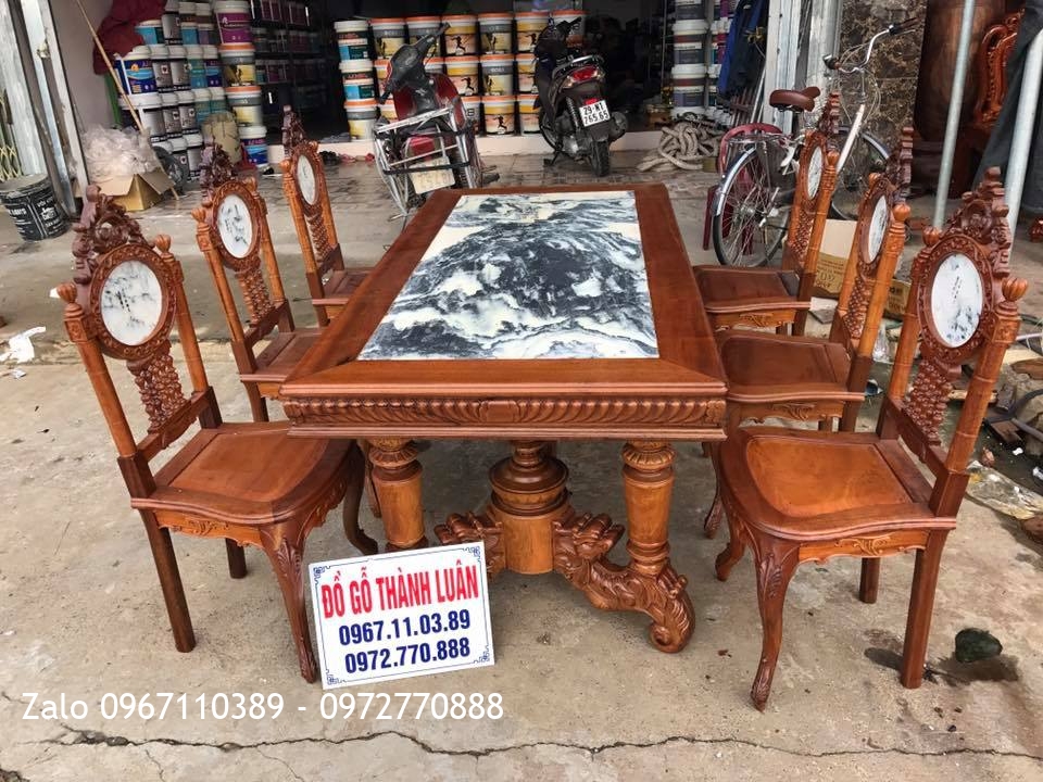 Bộ bàn ghế ăn vách đá Mẫu Đồng Hồ Pháp Cổ. Khách Hà Tĩnh.:.