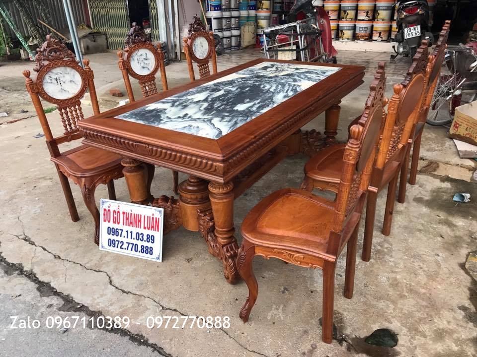 Bộ bàn ghế ăn vách đá Mẫu Đồng Hồ Pháp Cổ. Khách Hà Tĩnh: