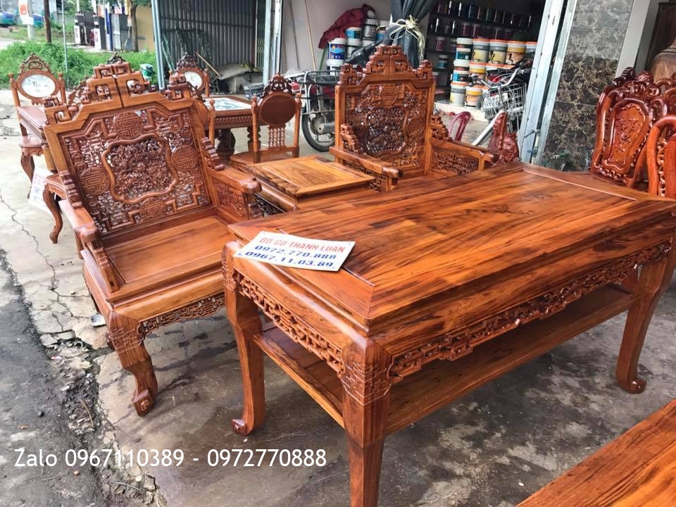 Bộ Trường Kỷ Huế Đục Ngũ Lân gỗ Gụ Ta Quảng Bình. Bàn Ghế Ăn Pháp. Khách Hà Tĩnh::.
