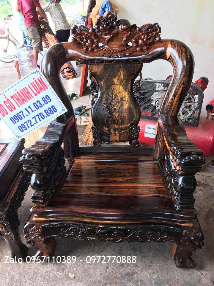 Kệ TiVi, Bộ Bàn Ghế MInh Quốc Nghê Gỗ Mun Hoa. Khách Thanh Hoá,