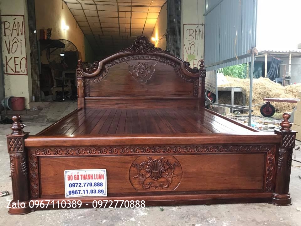 Giường Vòm Gỗ Gụ 1m8 x 2m. A Hưng Hoàng Mai Hà Nội_