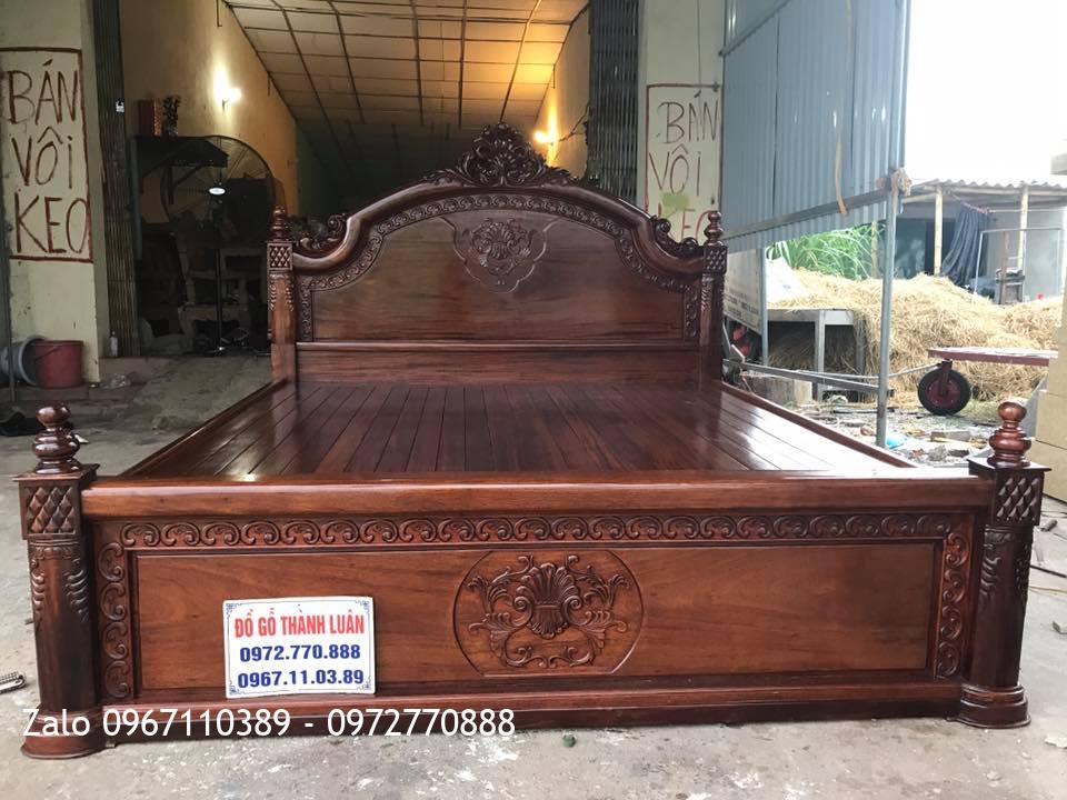 Giường Vòm Gỗ Gụ 1m8 x 2m. A Hưng Hoàng Mai Hà Nội