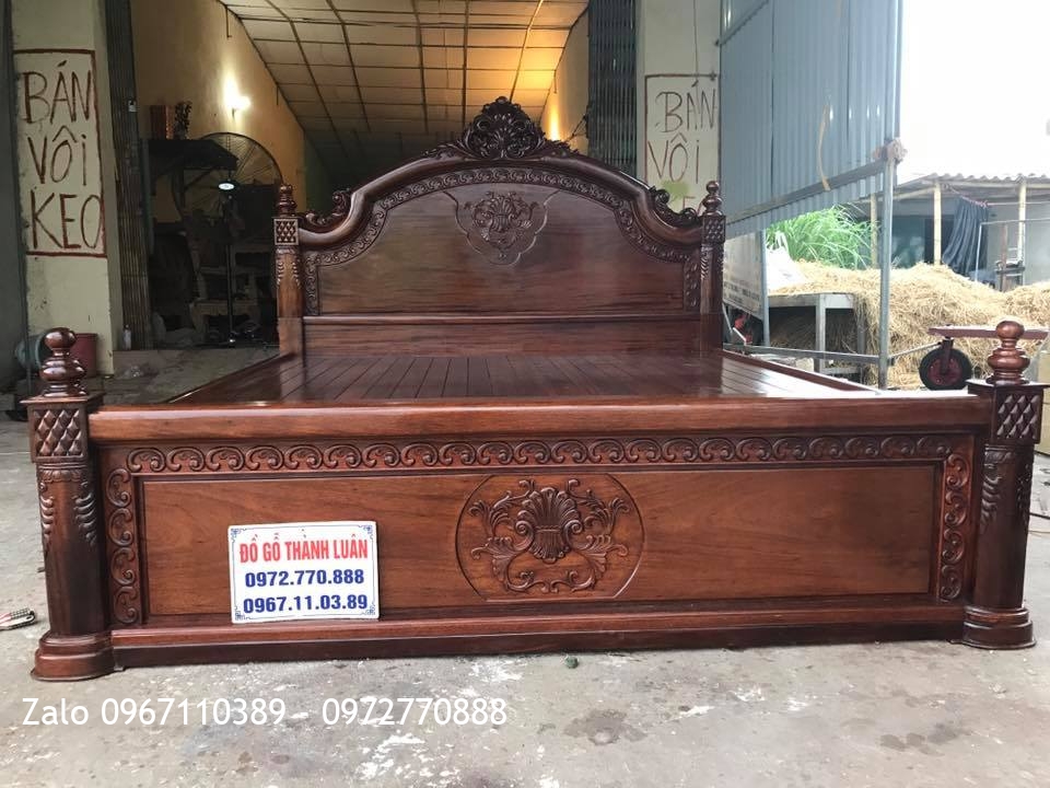 Giường Vòm Gỗ Gụ 1m8 x 2m. A Hưng Hoàng Mai Hà Nội.