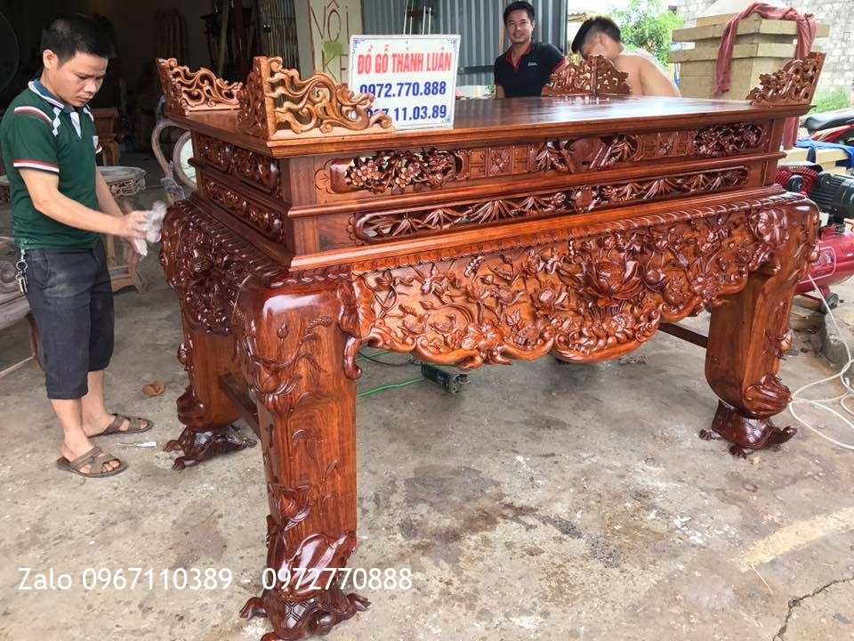 Sập Thờ Đục Sen Gỗ Gụ VÍP. A Hoà Hưng Yên-