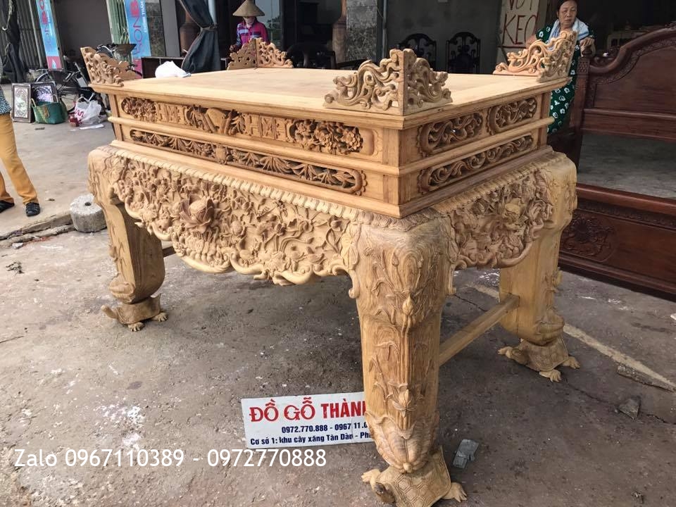 Sập Thờ Đục Sen Gỗ Gụ VÍP. A Hoà Hưng Yên..