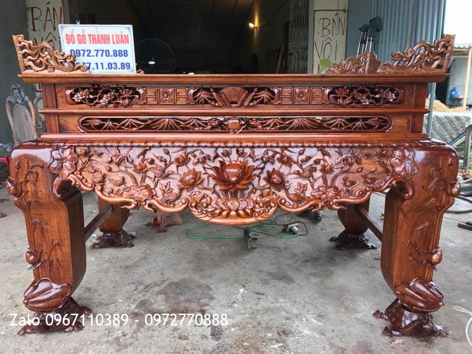 Sập Thờ Đục Sen Gỗ Gụ VÍP. A Hoà Hưng Yên