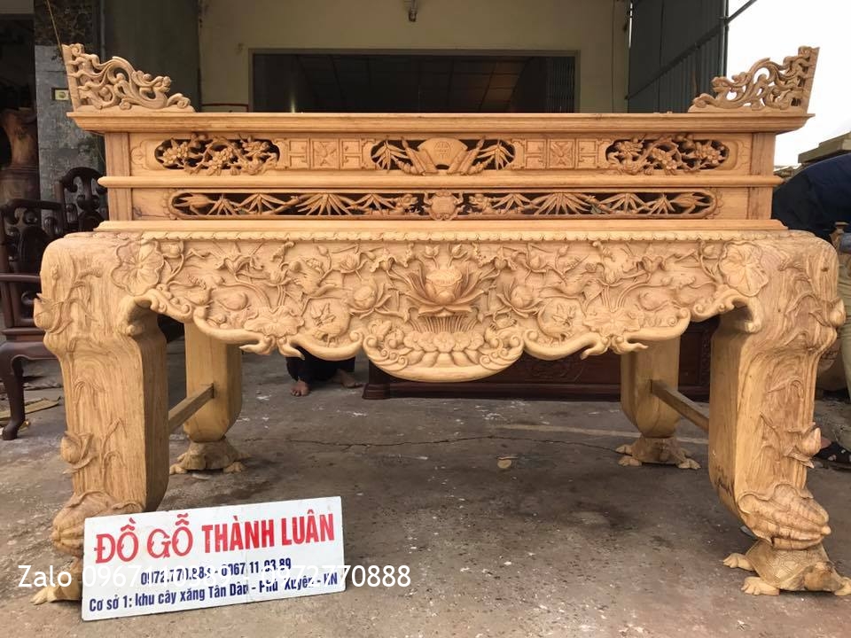 Sập Thờ Đục Sen Gỗ Gụ VÍP. A Hoà Hưng Yên