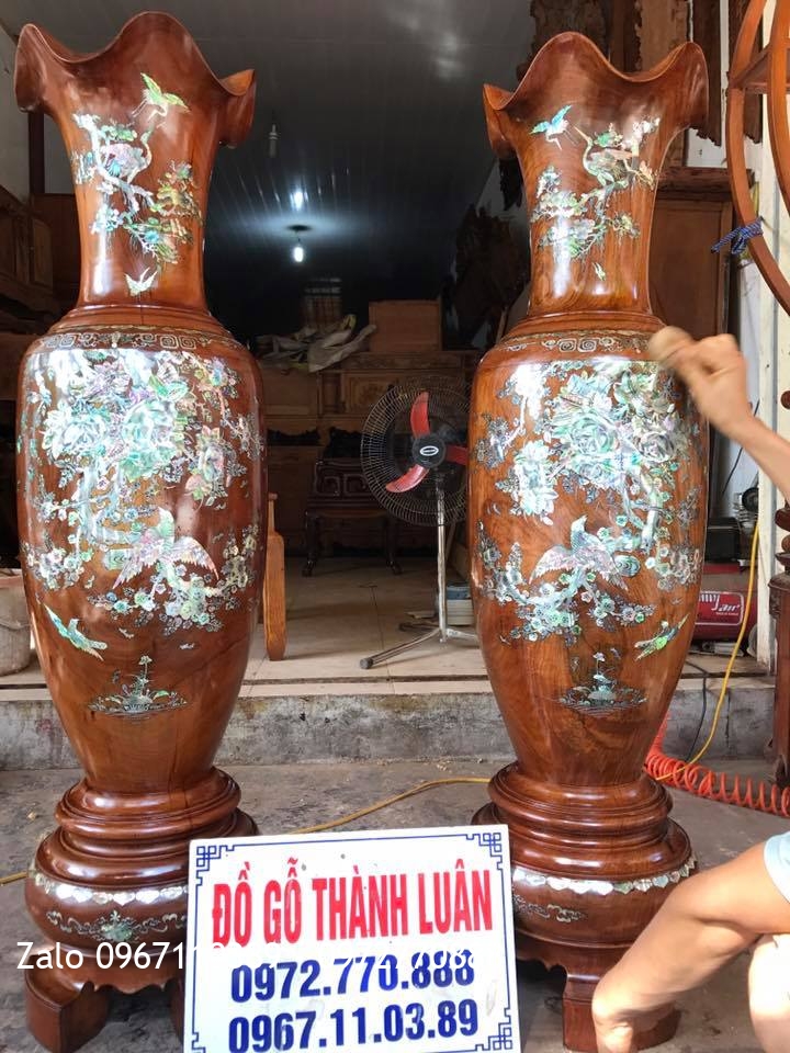 i Lọ Gỗ Hương Đỏ Lào Khảm Ốc 1m39-