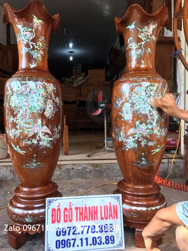 i Lọ Gỗ Hương Đỏ Lào Khảm Ốc 1m39-