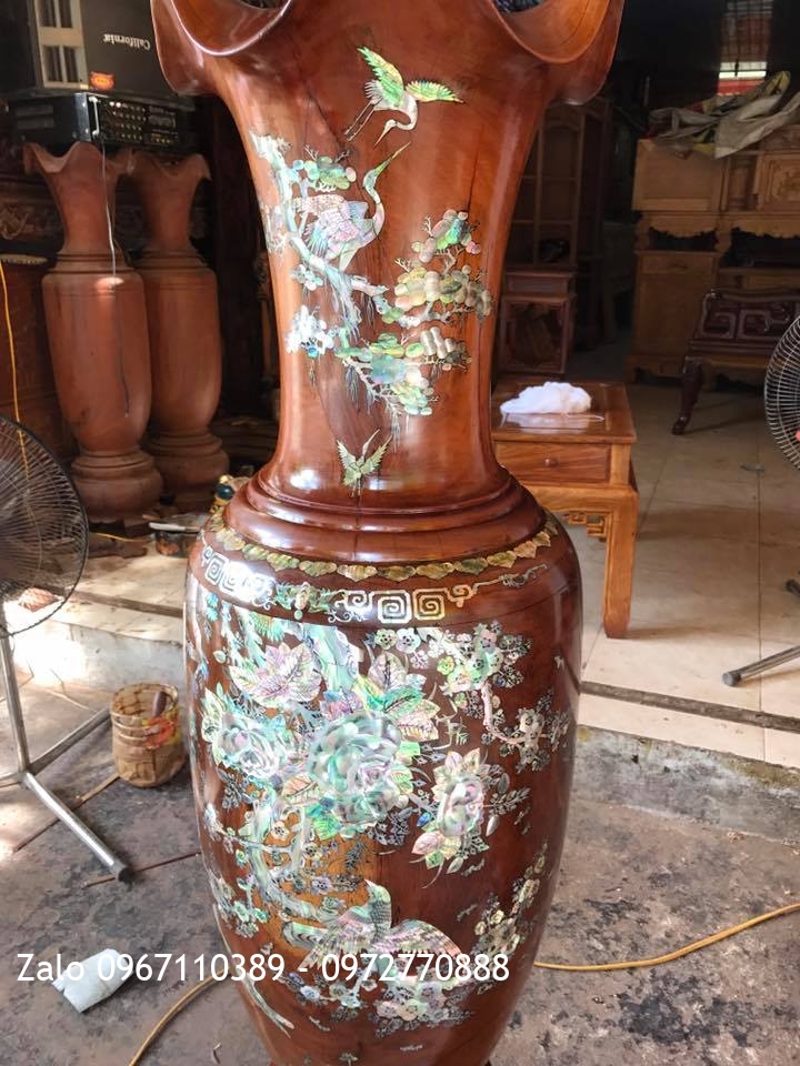 i Lọ Gỗ Hương Đỏ Lào Khảm Ốc 1m39,