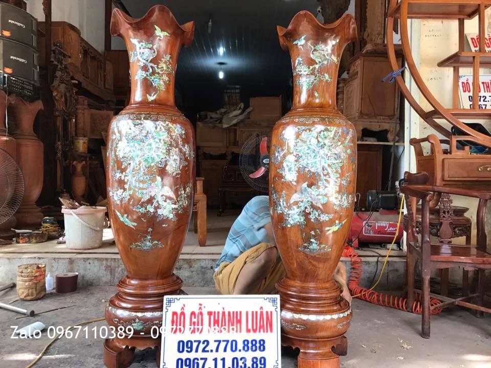 i Lọ Gỗ Hương Đỏ Lào Khảm Ốc 1m39,