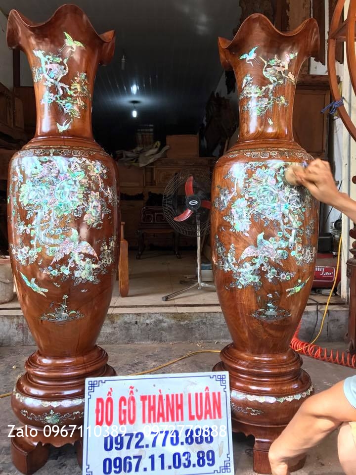 i Lọ Gỗ Hương Đỏ Lào Khảm Ốc 1m39,.