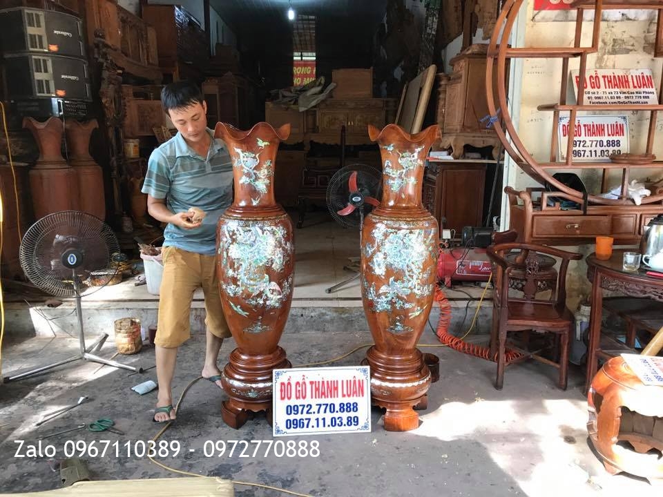 i Lọ Gỗ Hương Đỏ Lào Khảm Ốc 1m39,