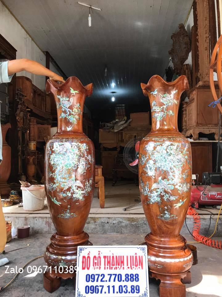 i Lọ Gỗ Hương Đỏ Lào Khảm Ốc 1m39.