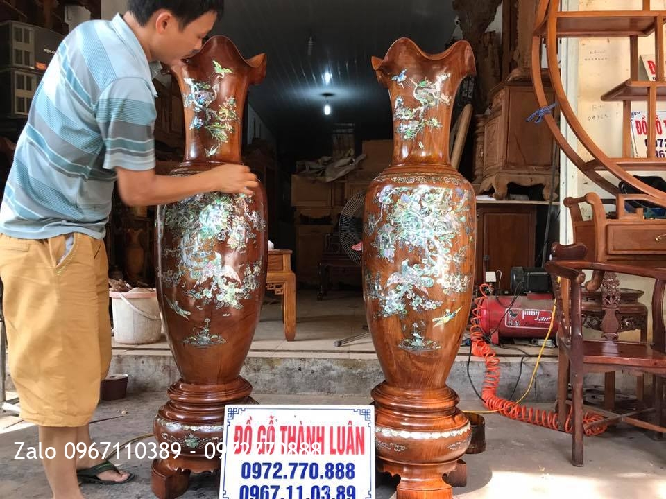 i Lọ Gỗ Hương Đỏ Lào Khảm Ốc 1m39.