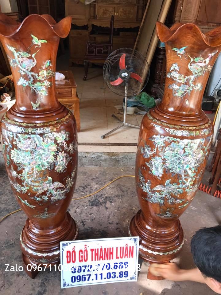 i Lọ Gỗ Hương Đỏ Lào Khảm Ốc 1m39..