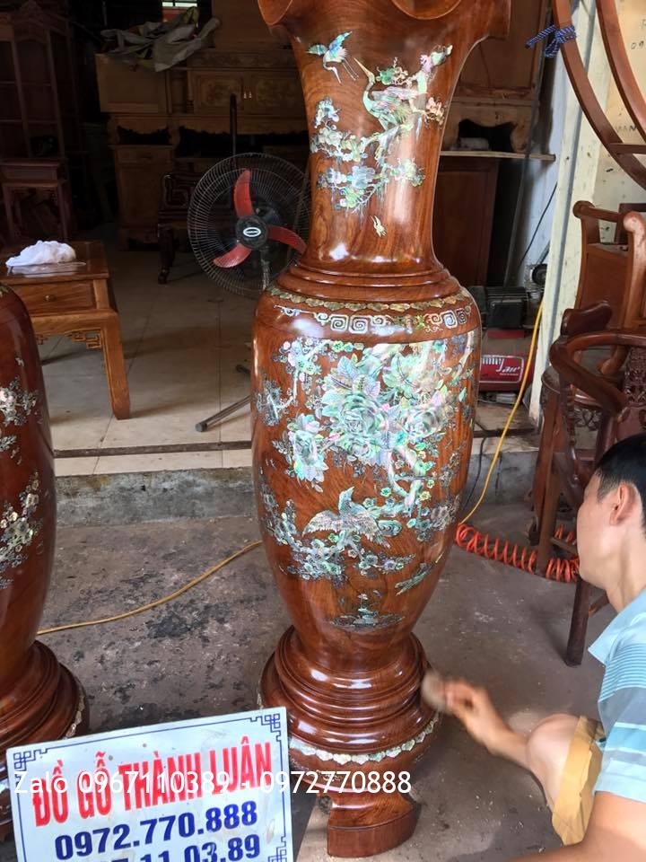 i Lọ Gỗ Hương Đỏ Lào Khảm Ốc 1m39...