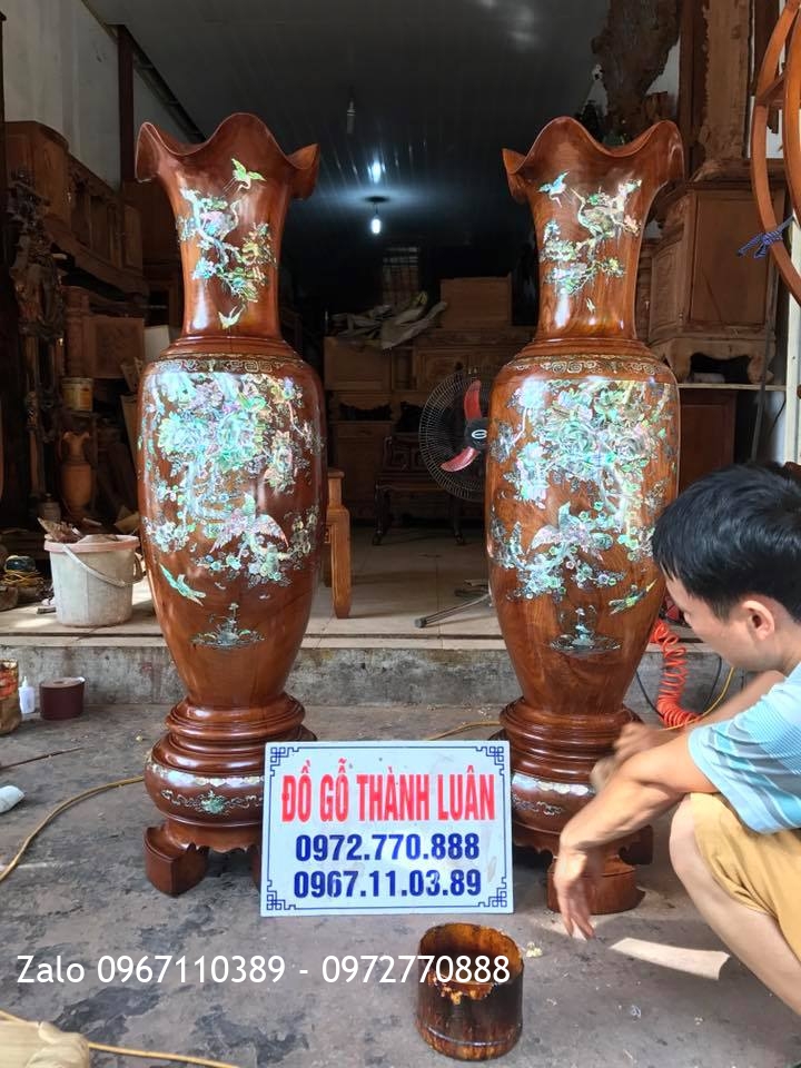 i Lọ Gỗ Hương Đỏ Lào Khảm Ốc 1m39.: