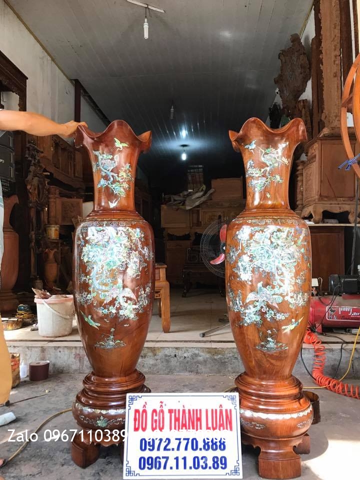 i Lọ Gỗ Hương Đỏ Lào Khảm Ốc 1m39