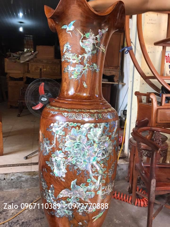 i Lọ Gỗ Hương Đỏ Lào Khảm Ốc 1m39:.
