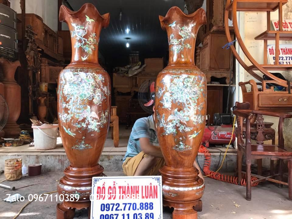 i Lọ Gỗ Hương Đỏ Lào Khảm Ốc 1m39: