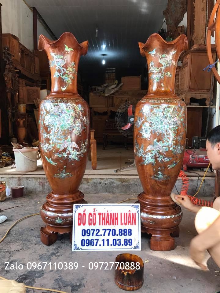i Lọ Gỗ Hương Đỏ Lào Khảm Ốc 1m39::
