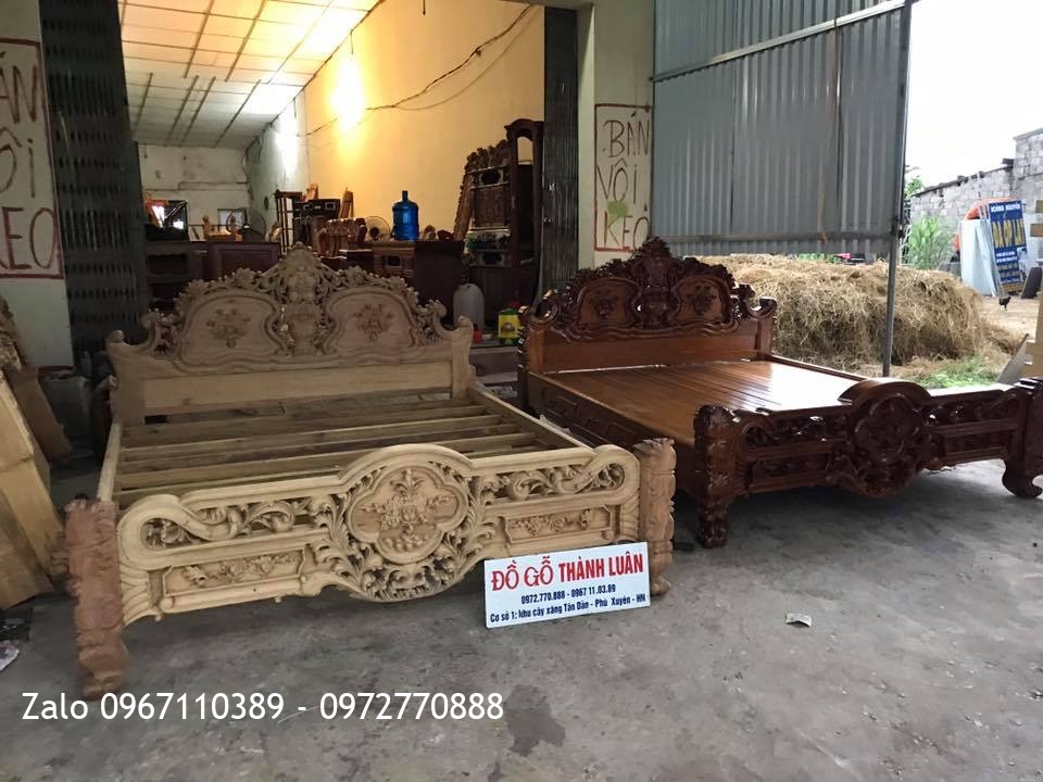 Giường Hoa Hồng Gỗ Gụ Mẫu Lu-i 1m8-2m. Khách TPHCM,.