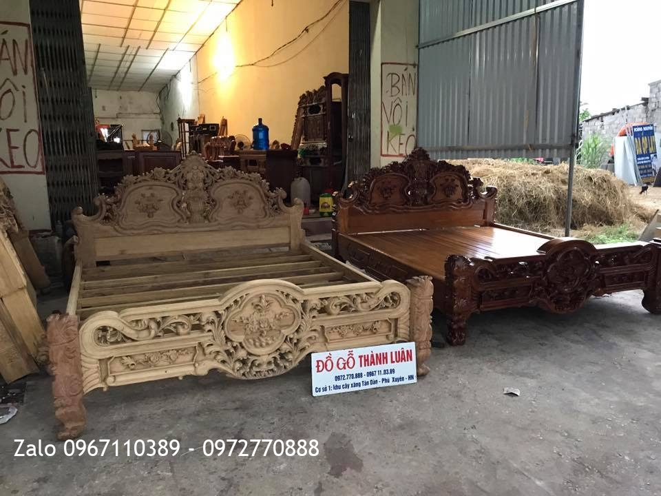 Giường Hoa Hồng Gỗ Gụ Mẫu Lu-i 1m8-2m. Khách TPHCM,.