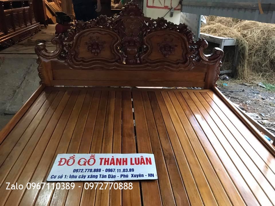 Giường Hoa Hồng Gỗ Gụ Mẫu Lu-i 1m8-2m. Khách TPHCM:.