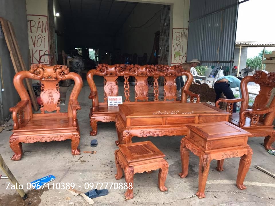 Bộ Ghế Đào Chim Gỗ Hương Đá Nam Phi. Chị Quế Mê Linh HN.