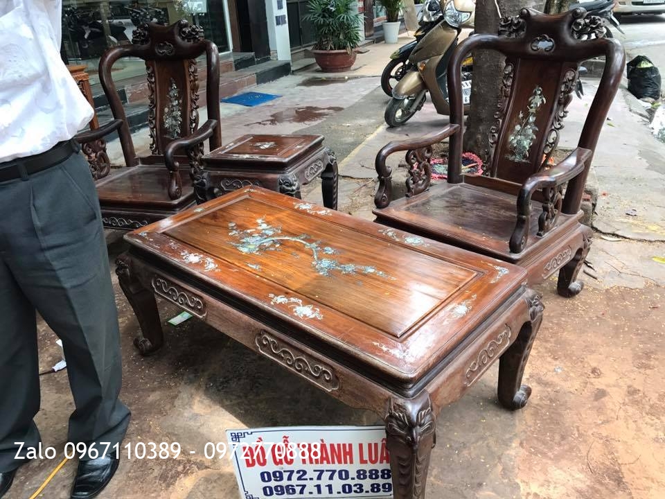 Bộ Bàn Ghế Trắc Đỏ Cột 6. Hàng Tái Sử Dụng 30 Năm,