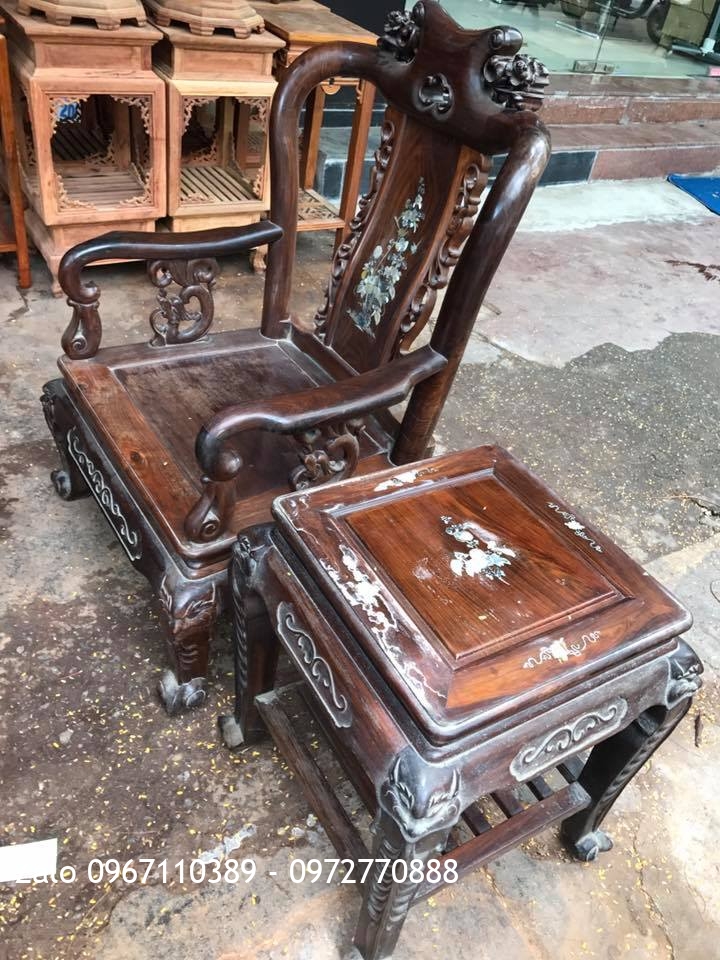 Bộ Bàn Ghế Trắc Đỏ Cột 6. Hàng Tái Sử Dụng 30 Năm,.