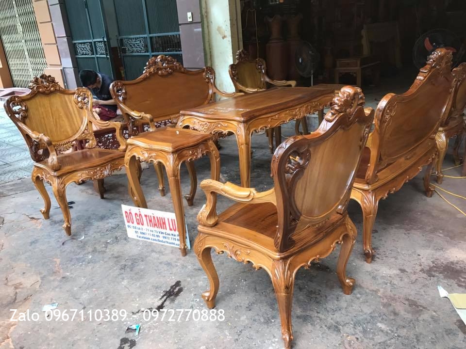 Bộ Bàn Ghế Lu-i(Louis) Gỗ Gụ Ta Quảng Bình. Khách TPHCM..