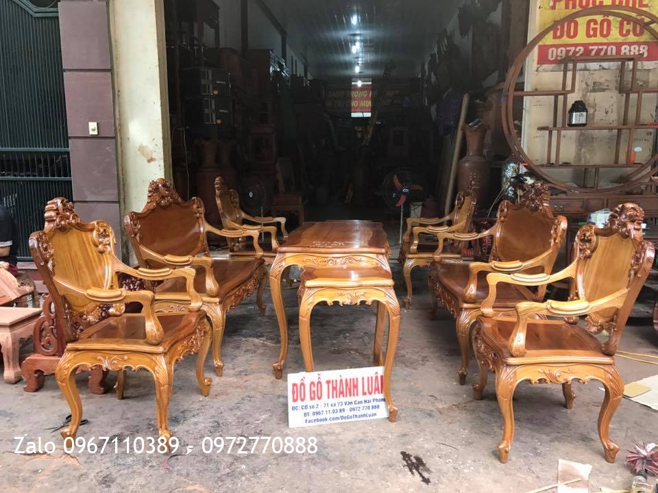 Bộ Bàn Ghế Lu-i(Louis) Gỗ Gụ Ta Quảng Bình. Khách TPHCM.:.