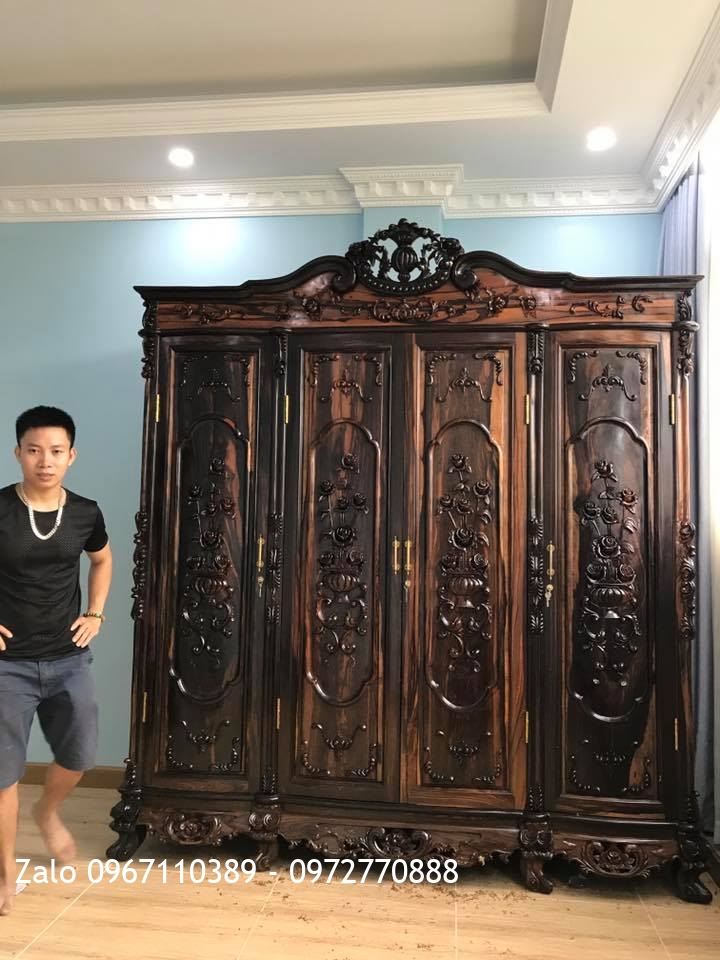 TỦ ÁO HOA HỒNG GỖ MUN. Bác Vinh Cầu Giấy HN