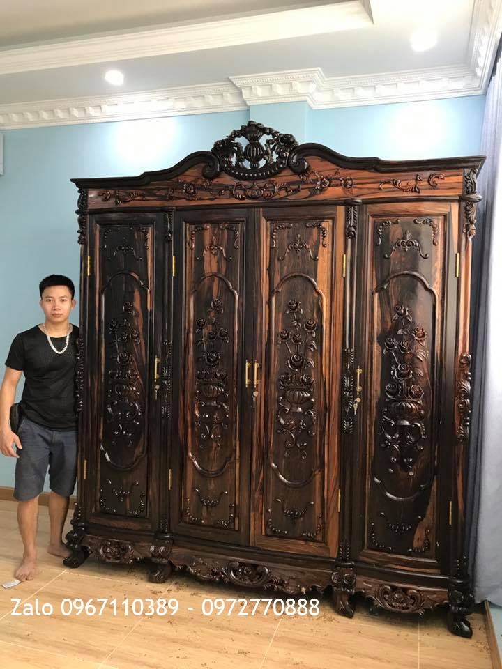 TỦ ÁO HOA HỒNG GỖ MUN. Bác Vinh Cầu Giấy HN:
