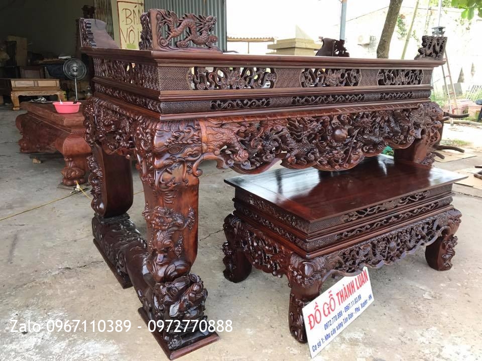 Bộ Sập Thờ Tứ Linh Nghê Trầu Gỗ Gụ Víp. Khách Đông Triều Quảng Ninh.