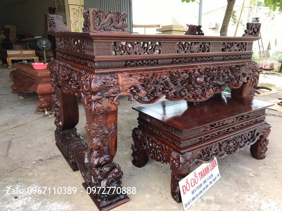 Bộ Sập Thờ Tứ Linh Nghê Trầu Gỗ Gụ Víp. Khách Đông Triều Quảng Ninh.