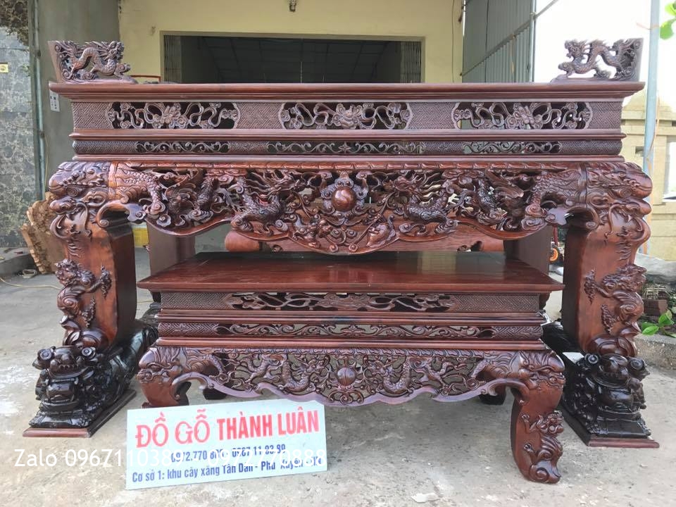 Bộ Sập Thờ Tứ Linh Nghê Trầu Gỗ Gụ Víp. Khách Đông Triều Quảng Ninh.