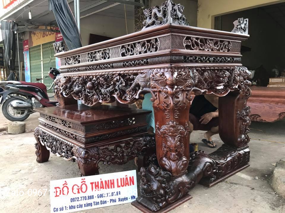 Bộ Sập Thờ Tứ Linh Nghê Trầu Gỗ Gụ Víp. Khách Đông Triều Quảng Ninh.:.