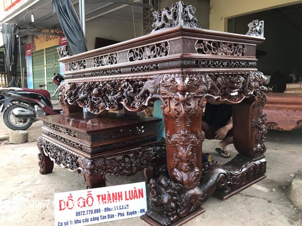 Bộ Sập Thờ Tứ Linh Nghê Trầu Gỗ Gụ Víp. Khách Đông Triều Quảng Ninh: