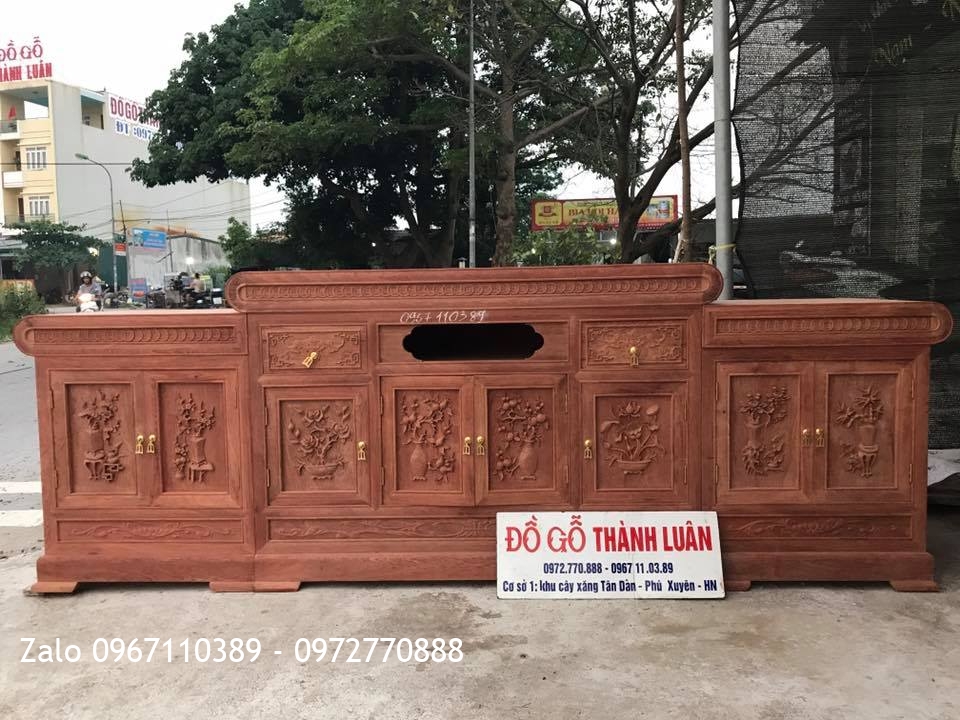 Xong 3 Kệ Tivi Gỗ Hương Đỏ Kiểu Mõ, Đục Thủ Công Và Đục CNC.