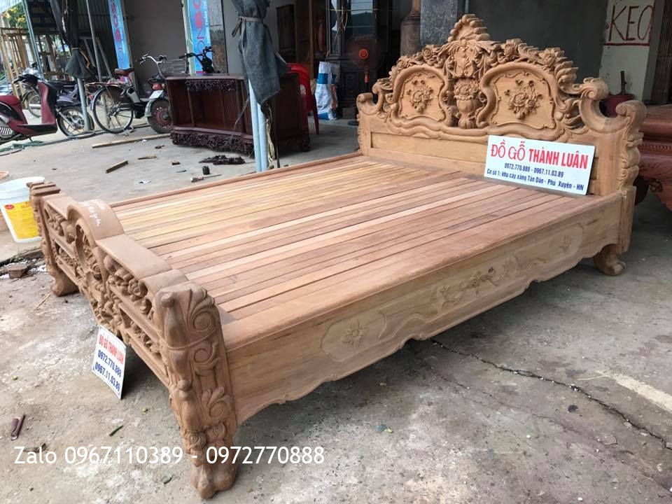 Giường Hồng Lu-i Thời Pháp VÍP. Đầu Giường 11cm.Vai 5cm
