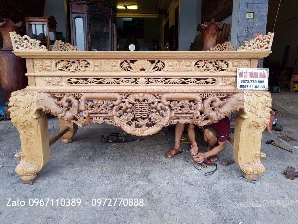 Sập Thờ Gỗ Gụ Phúc 2m17 Ván Liền 2cm