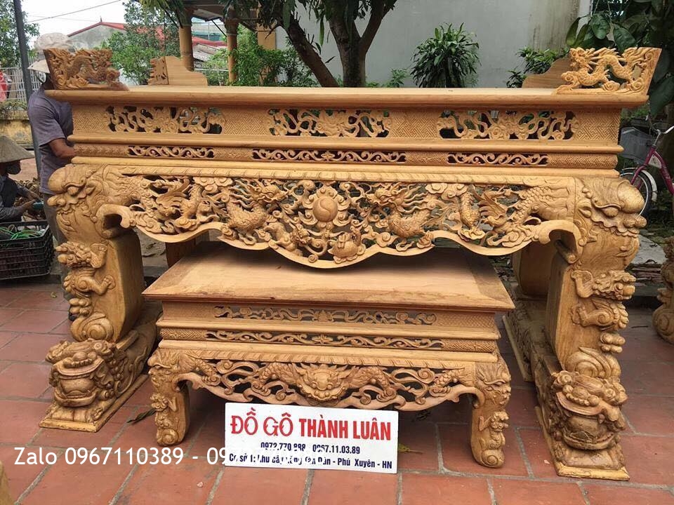 Sập Thờ Gỗ Gụ Phúc 2m17 Ván Liền 2cm,