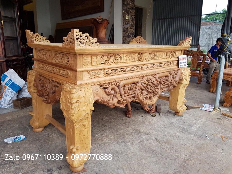 Sập Thờ Gỗ Gụ Phúc 2m17 Ván Liền 2cm.