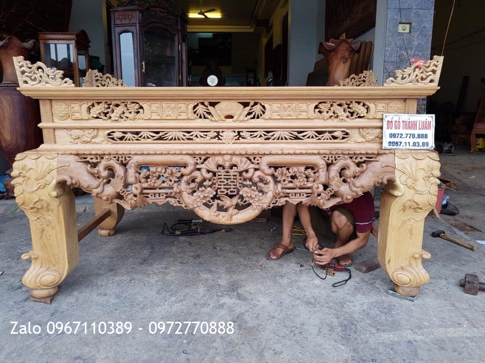 Sập Thờ Gỗ Gụ Phúc 2m17 Ván Liền 2cm.